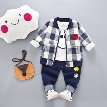 Boys and girls spring and autumn long-sleeved three-piece suit