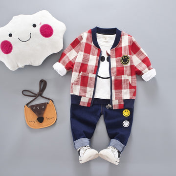 Boys and girls spring and autumn long-sleeved three-piece suit