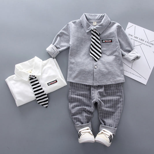 Small and medium-sized boys spring clothes new two-piece dress