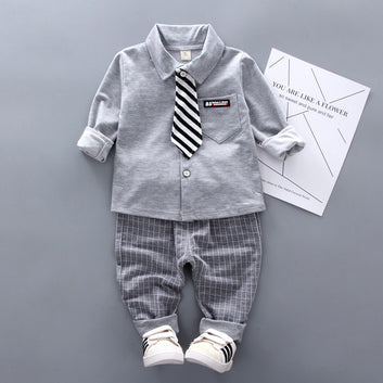 Small and medium-sized boys spring clothes new two-piece dress