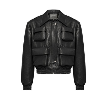 2023 Trendy Brand New Short Multi Pocket Outline Design Feeling Spring and Autumn Leather Jacket Men's Loose Casual Short Coat