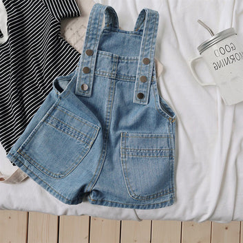 New boys and girls denim versatile casual overalls shorts