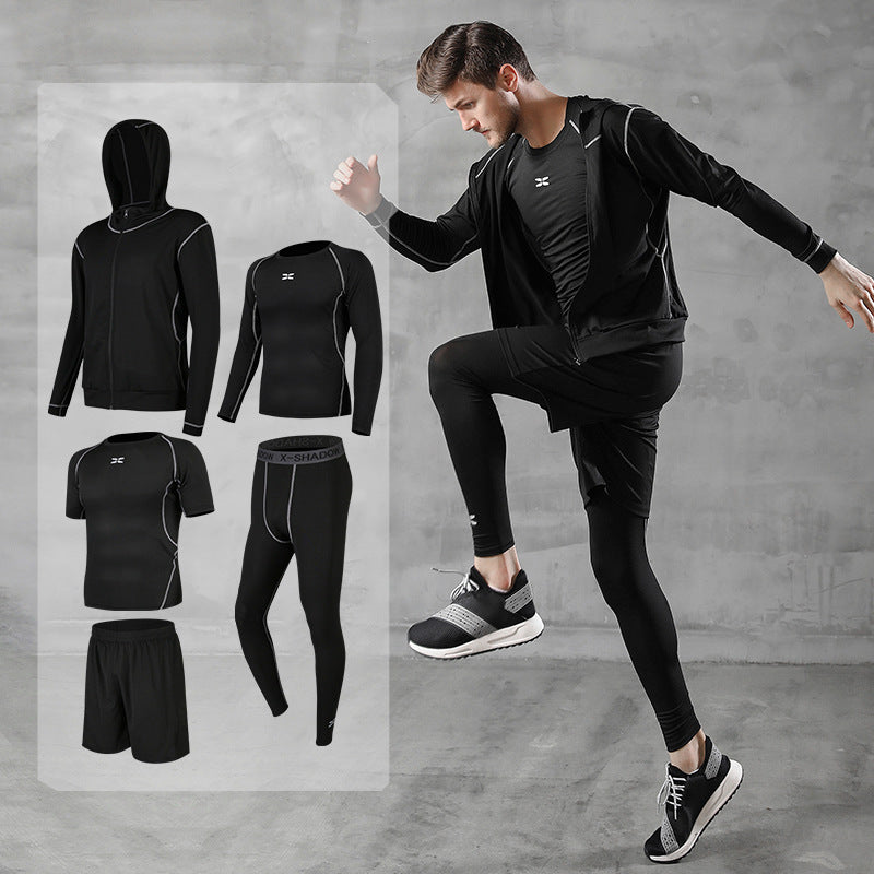 Sports suit men's autumn casual men's fitness suit, quick drying running basketball tight fitting suit, fitness pants set, sportswear