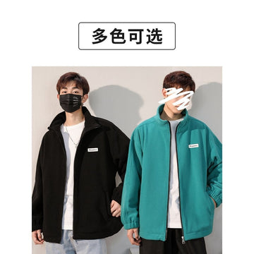 Coat men's spring fleece jacket ins trendy spring and autumn style men's spring clothing loose casual early spring coat men's