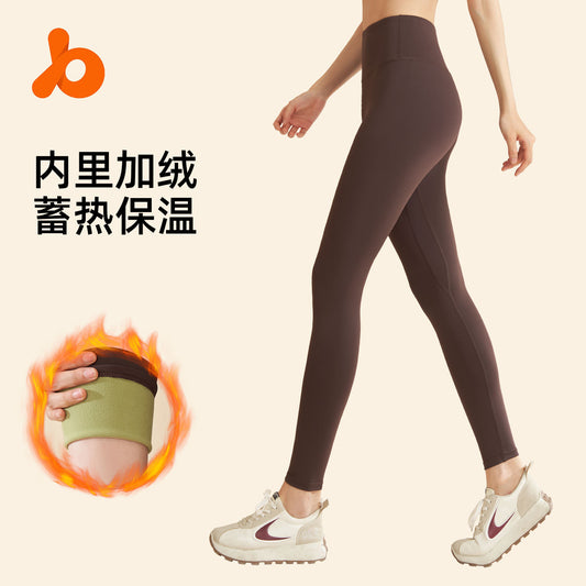 Juyitang's new winter wear belly and buttocks lifting fitness sports tight-fitting, thickened and velvet yoga pants