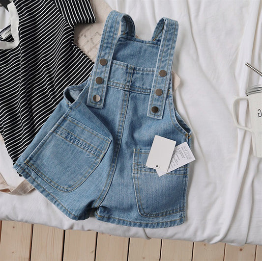 New boys and girls denim versatile casual overalls shorts