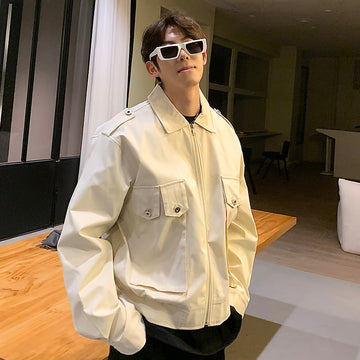 2024 American-style multi-pocket cargo jacket cropped jacket, men's fashion brand design, casual and versatile, handsome jacket tide