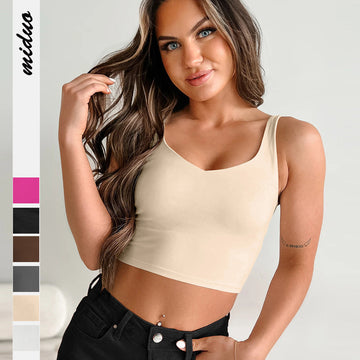 Solid color casual simple bm camisole bottoming women wear small vests in spring and summer, revealing their umbilicus and slimming Y2K tops.