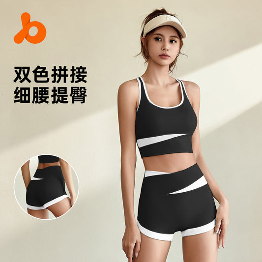 Juyitang short contrast sports suit thin yoga clothes fashion beauty back sports fitness clothes quick-drying clothes women