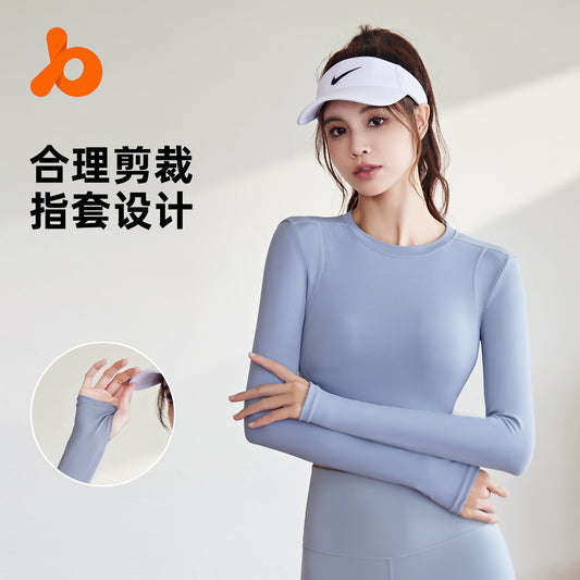 Internet celebrity sports fitness tops women's cross-border running gym stretch tights yoga clothes long sleeve t-shirt