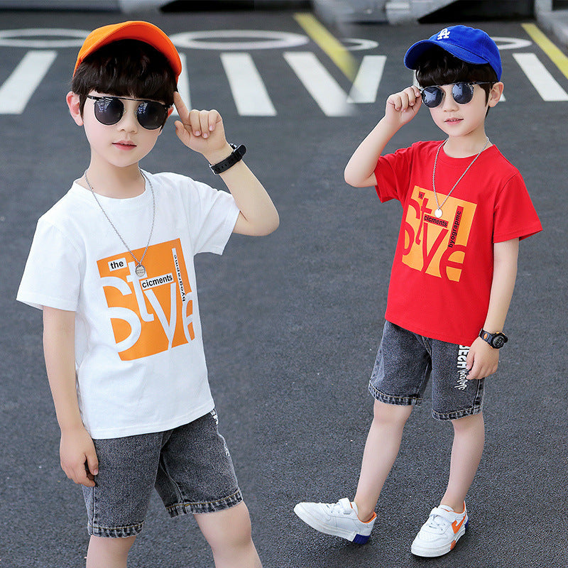 Boys T-shirt denim suit