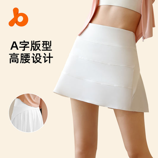 Juyi Tang Anti glare pleated skirt for women with ice feeling fake two-piece sports short skirt, high waisted elastic large A-line skirt