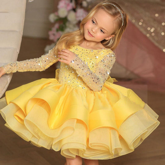 Sequin Long Sleeve Dinner Princess Dress