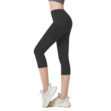 Customized processing, drawing, proofing, OEM logo, peach yoga clothes, sports tight cropped pants and fitness yoga pants.