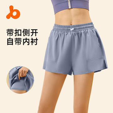 Juyi Tang Quick Drying Loose Buckle Sports Shorts Anti Shining Three piece Pants Thin Yoga Fitness Pocket Pants for Women