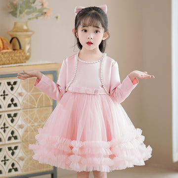 Sleeveless princess dress shawl children's skirt set